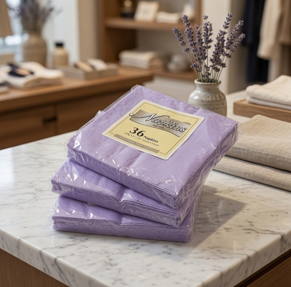 Lavender Purple Paper Napkins Set of 3 Packs 108 Total 2 Ply NIP